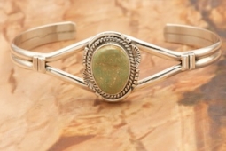 Native American Jewelry Genuine King's Manassa Turquoise Sterling Silver Bracelet
